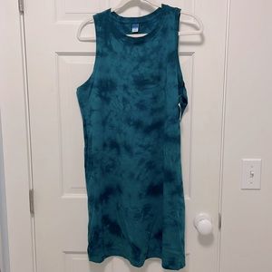 NWT - Old Navy Sleeveless T-Shirt Dress - blue/green tie dye pattern - Size L